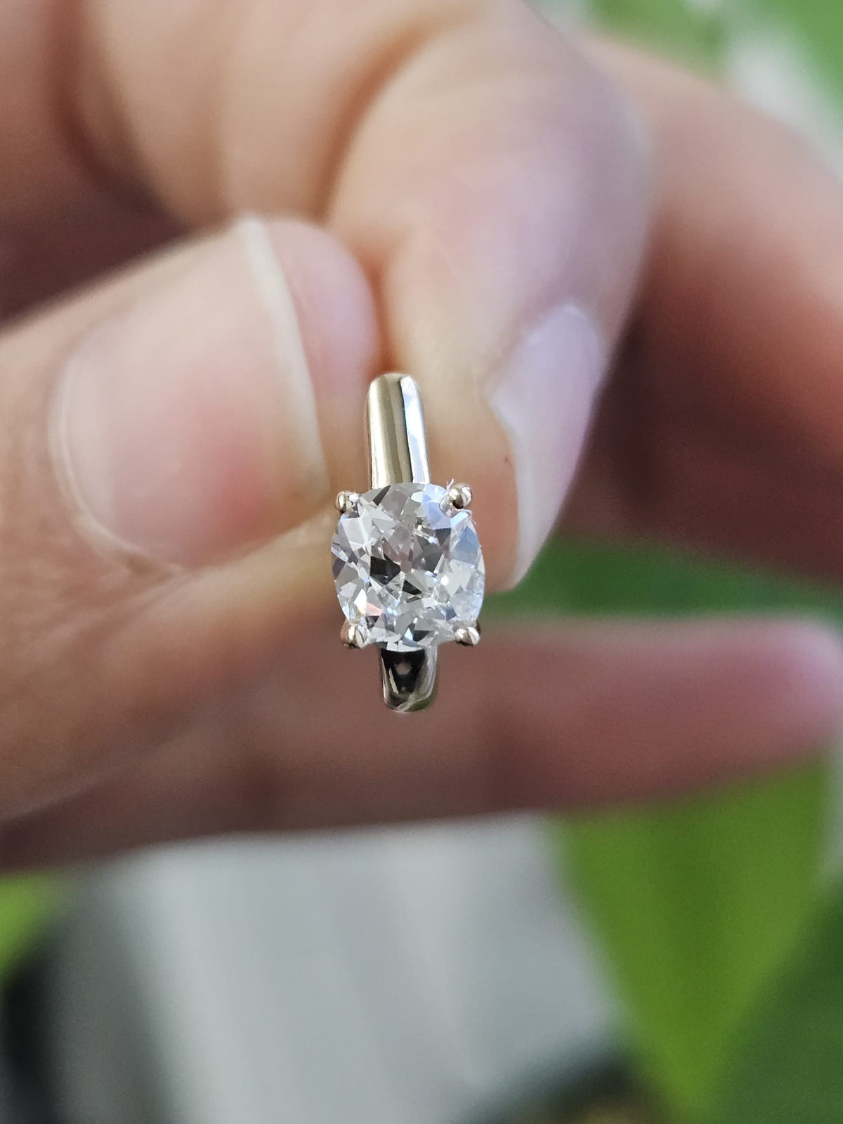 Custom Made 1cttw Yellow Gold Square OMC Lab Diamond Hoop Earrring