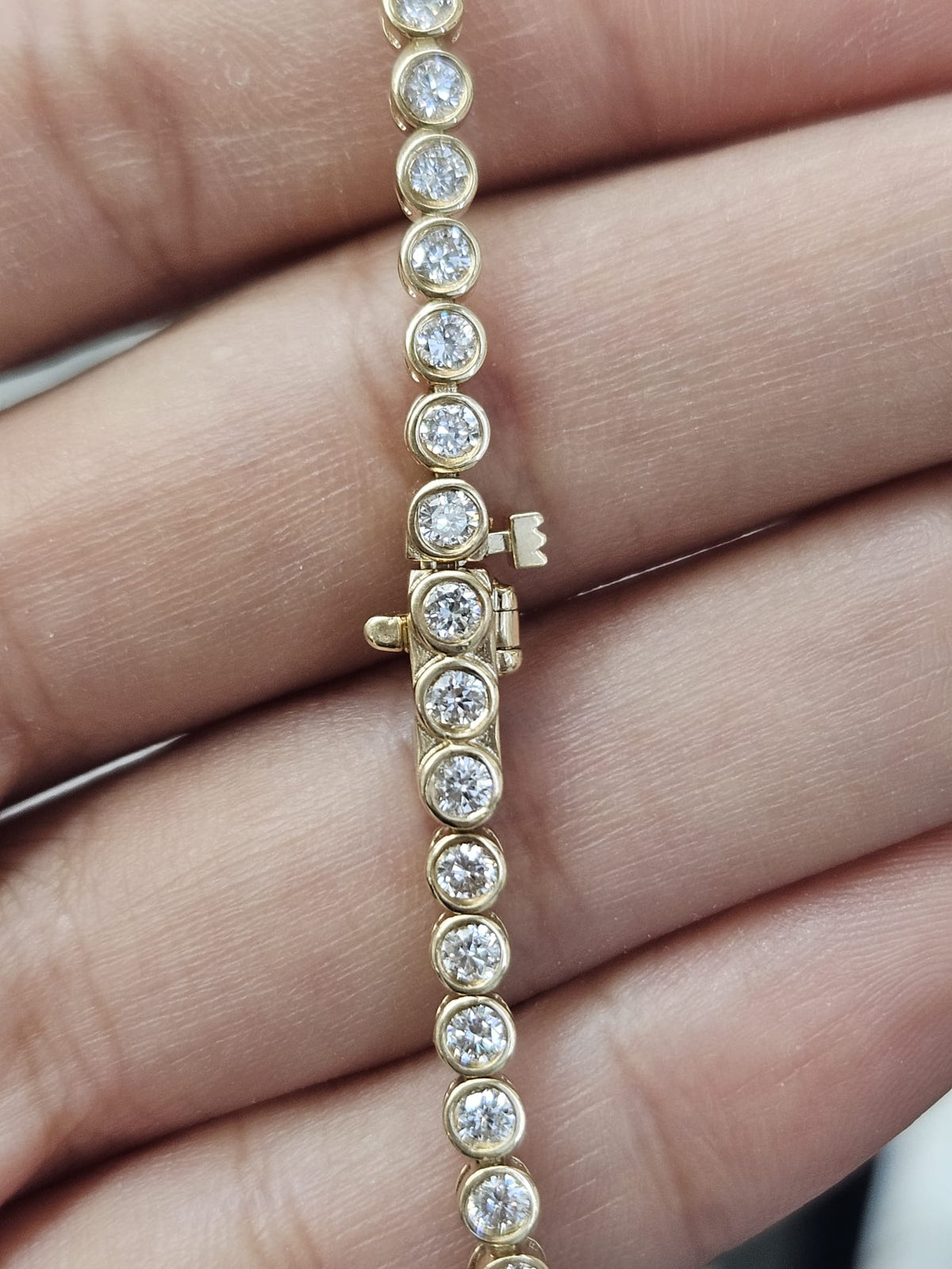 2.4cttw Yellow Gold Lab Diamond Bezel Set 7" Tennis Bracelet