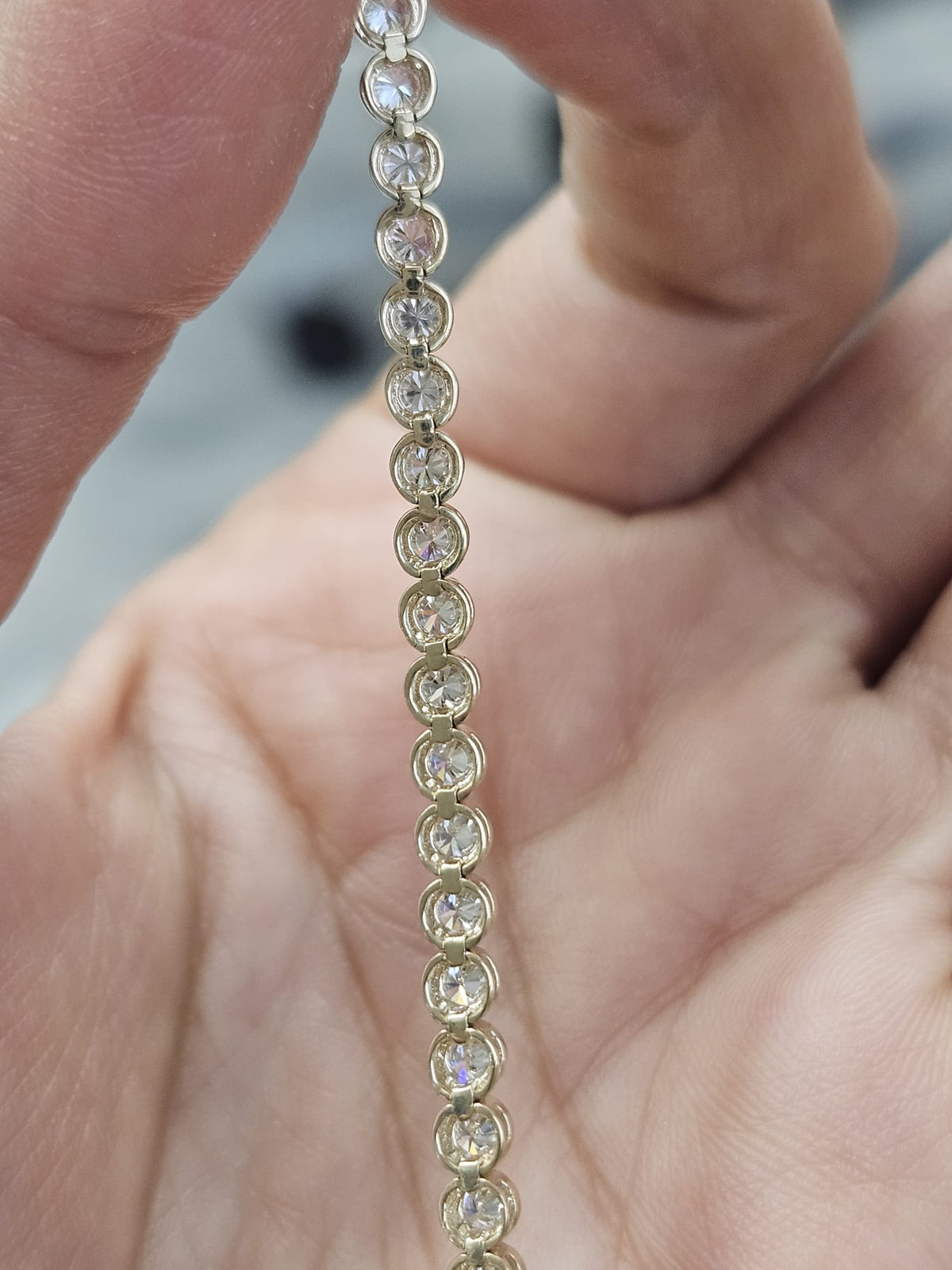 2.4cttw Yellow Gold Lab Diamond Bezel Set 7" Tennis Bracelet
