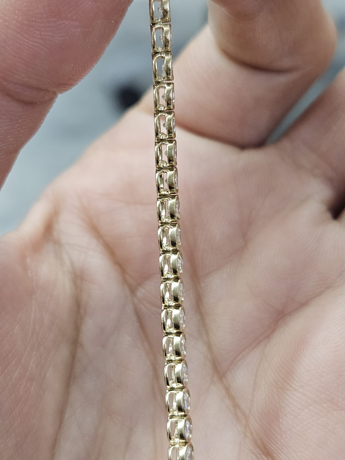 2.4cttw Yellow Gold Lab Diamond Bezel Set 7" Tennis Bracelet