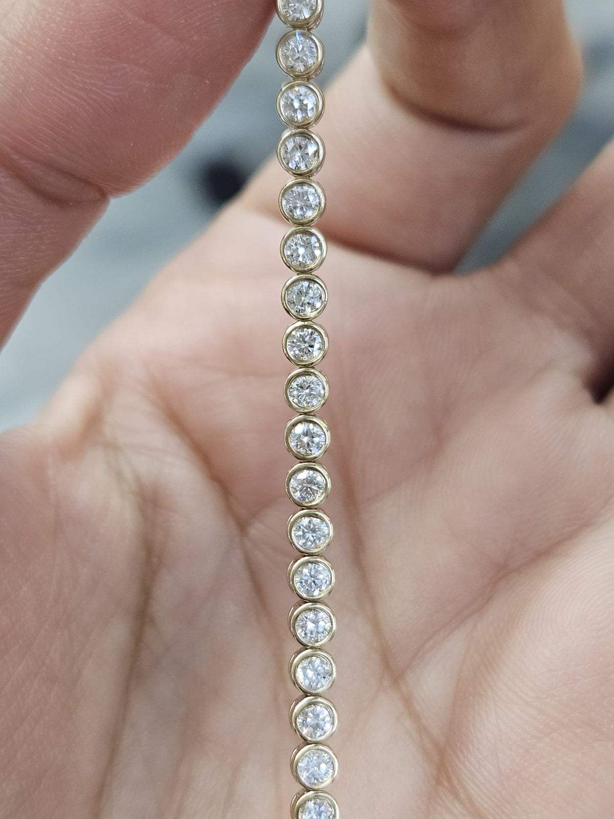 2.4cttw Yellow Gold Lab Diamond Bezel Set 7" Tennis Bracelet