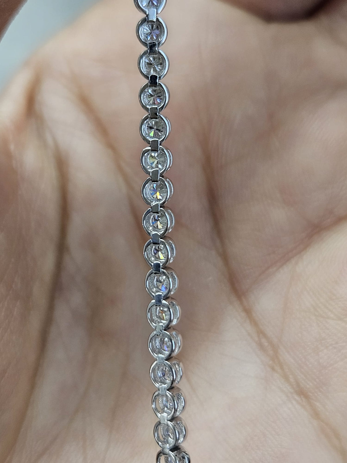 2.4cttw White Gold Lab Diamond Bezel Set 7" Bracelet