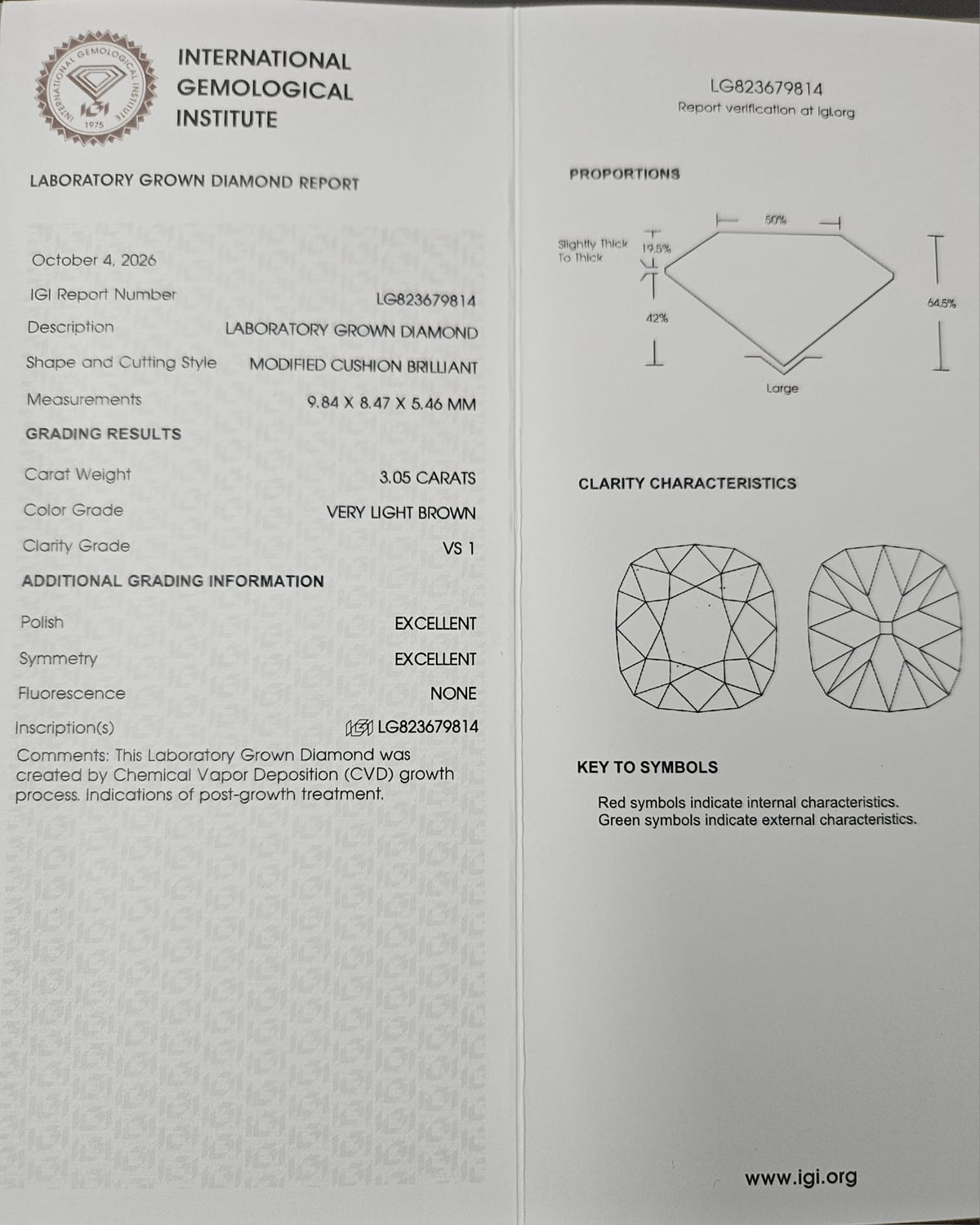 IGI 3.05CT OMC VERY LIGHT BROWN VS1