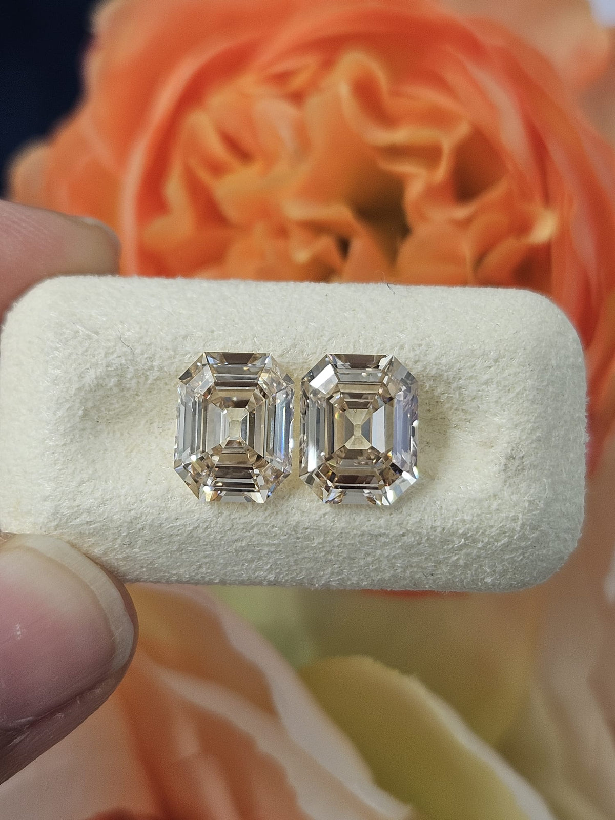 IGI 3.02CT + 3.02CT ANTIQUE EMERALD FANCY LIGHT BROWN VS1