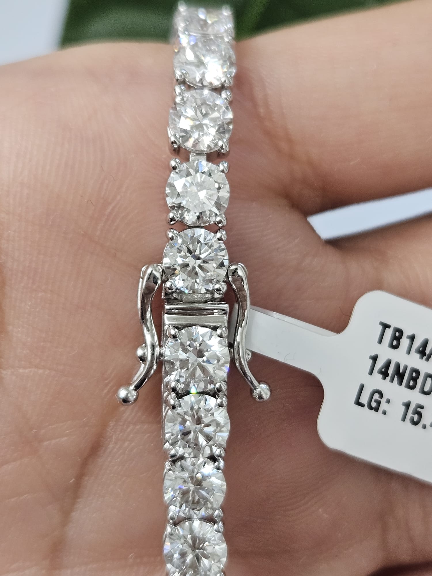 15.40ct 14K White Gold Lab Diamond 7" Tennis Bracelet