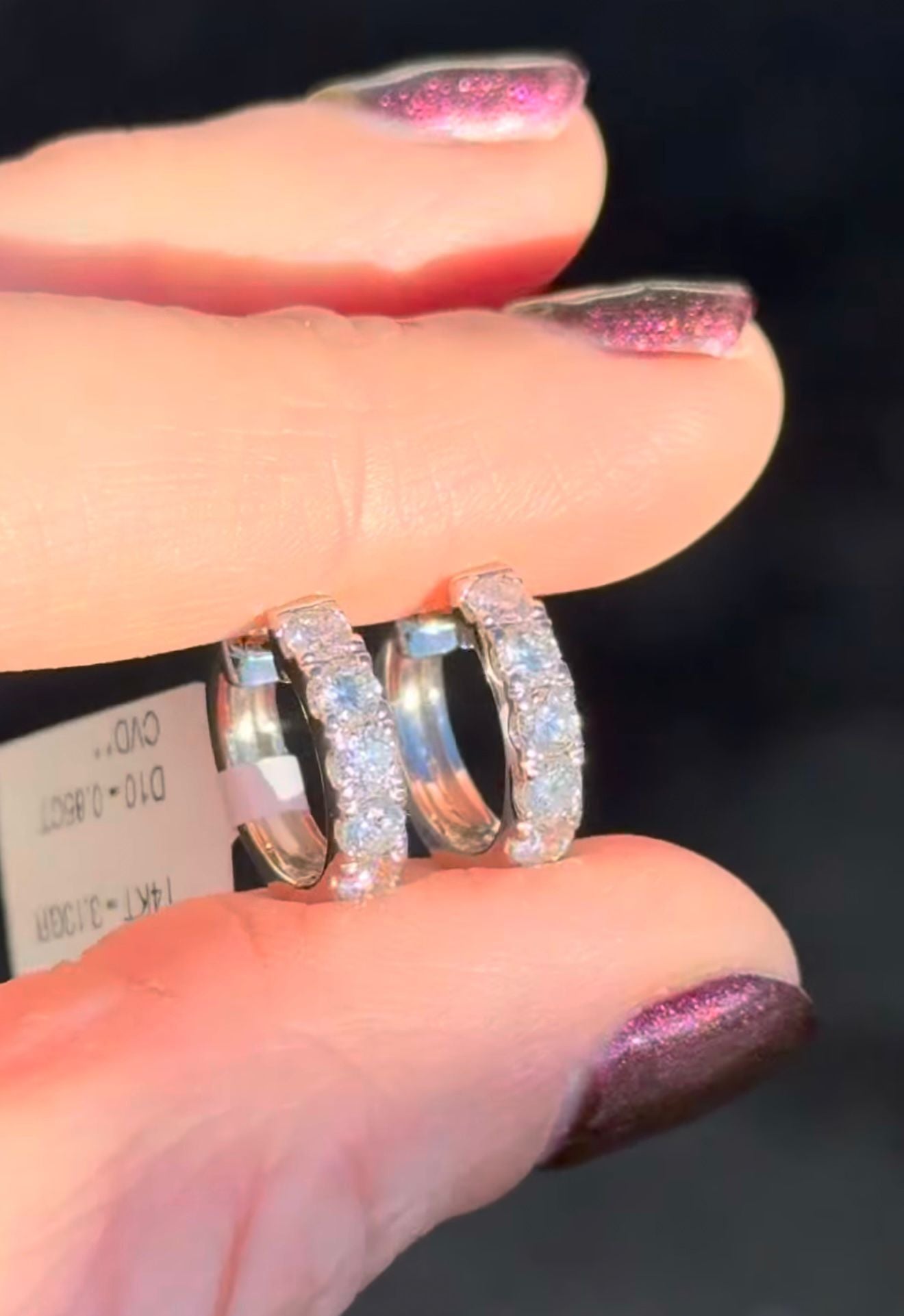 13.1mm white gold 0.85ct lab Diamond Hoops