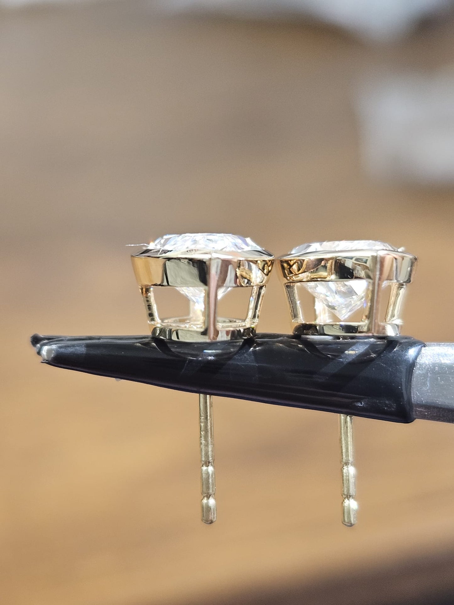 4.05Cttw Bezel Set Yellow Gold Marquise Shape Lab Diamond Earring