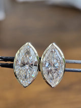 4.05Cttw Bezel Set Yellow Gold Marquise Shape Lab Diamond Earring