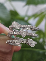 3.12ct White Gold Heart & Pear Shaped 3 Layered Lab Diamond Ring