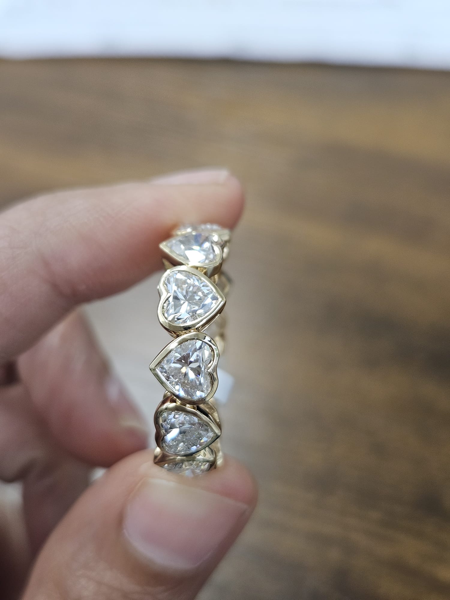 6.92cttw Yellow Gold Heart Shape Lab Diamond Eternity Band