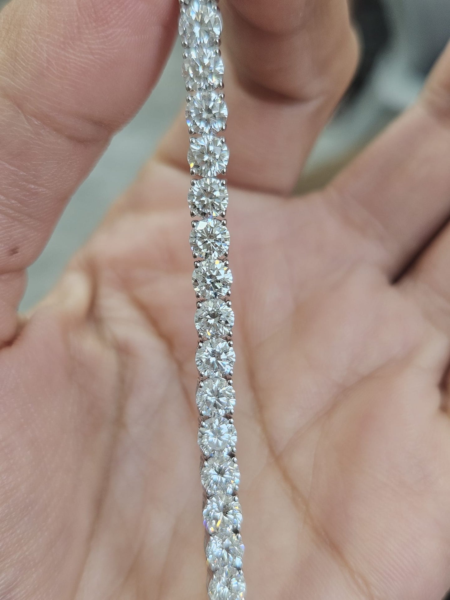 18K White Gold 10.14cttw Lab Diamond 7" Tennis Bracelet