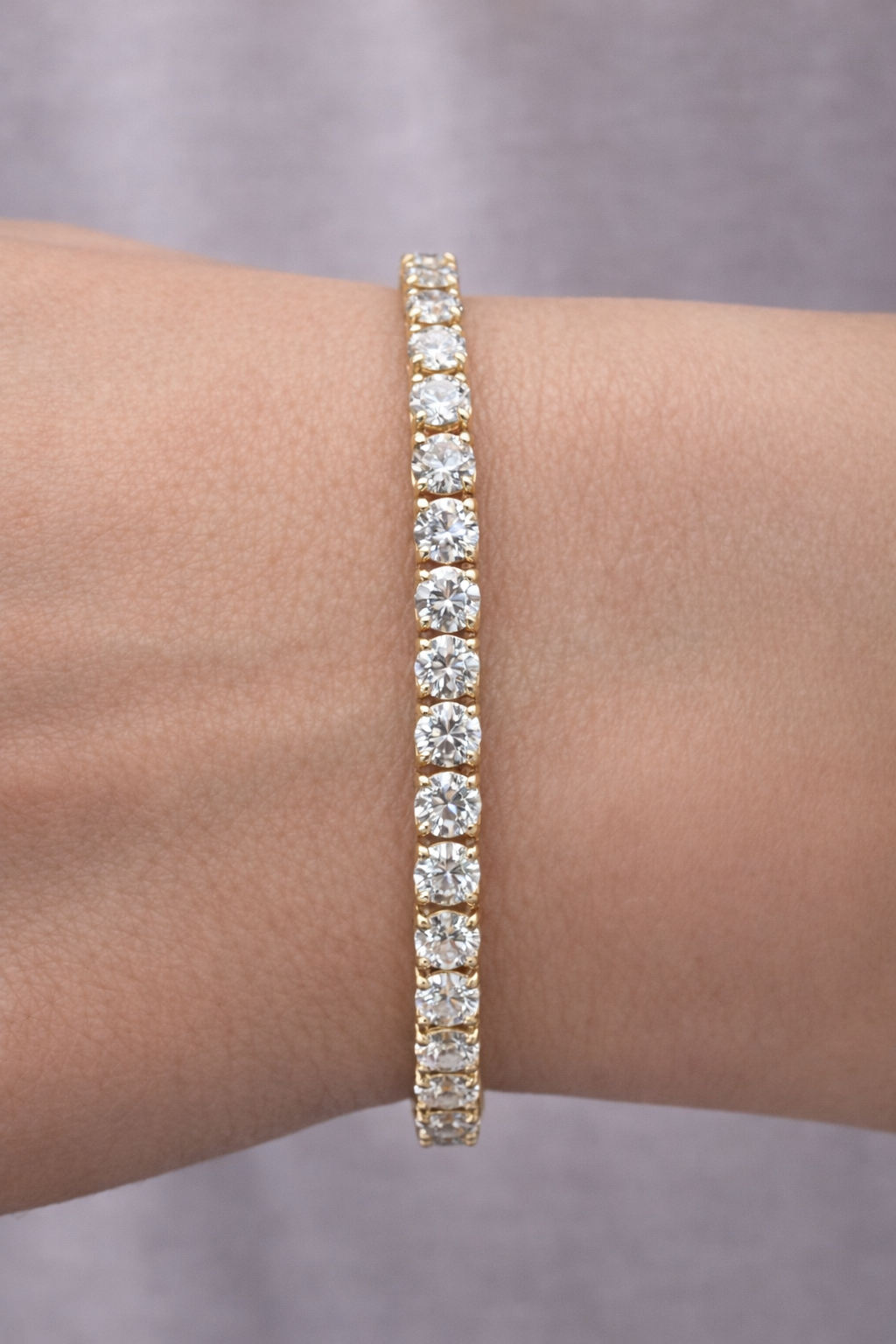 5.75ct 14K Yellow Gold Lab Diamond 7" Tennis Bracelet