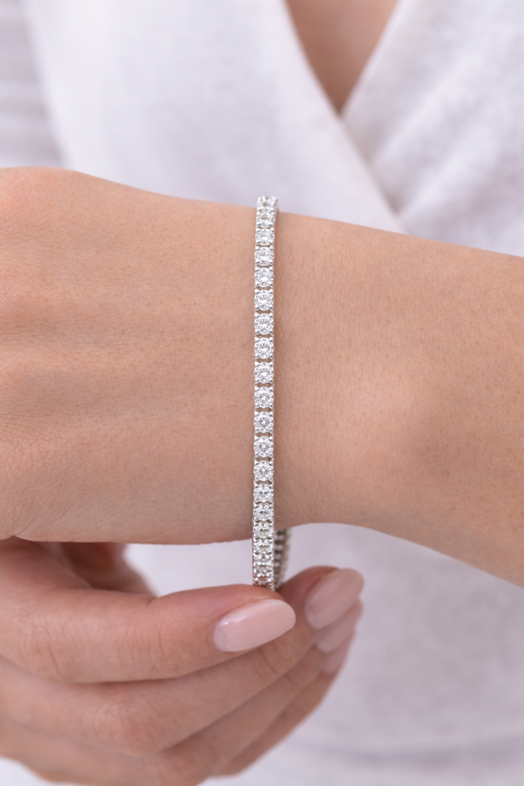4.09ct 14K White Gold Lab Diamond 6.5" Tennis Bracelet