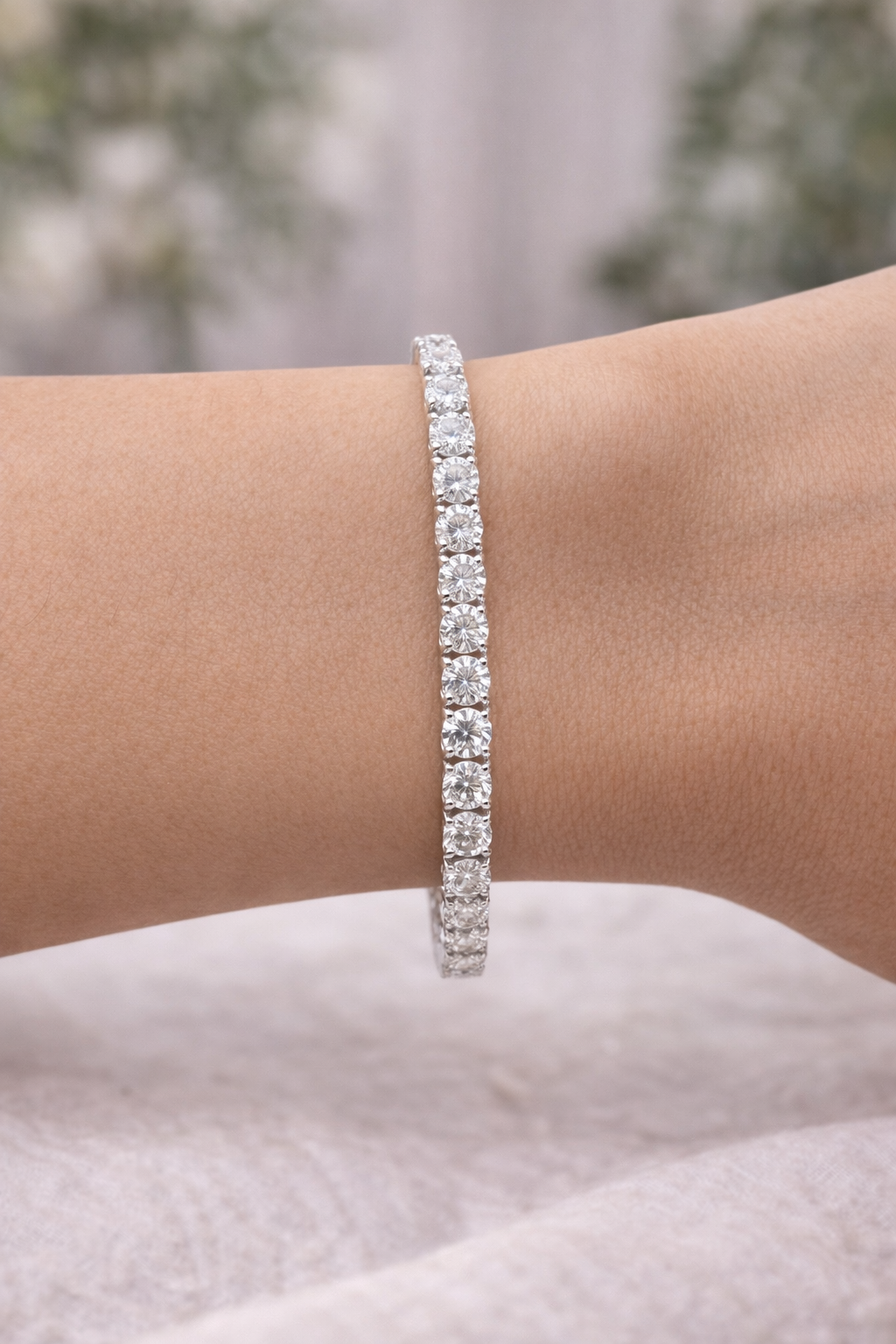 6.89ct 14K White Gold Lab Diamond 7" Tennis Bracelet