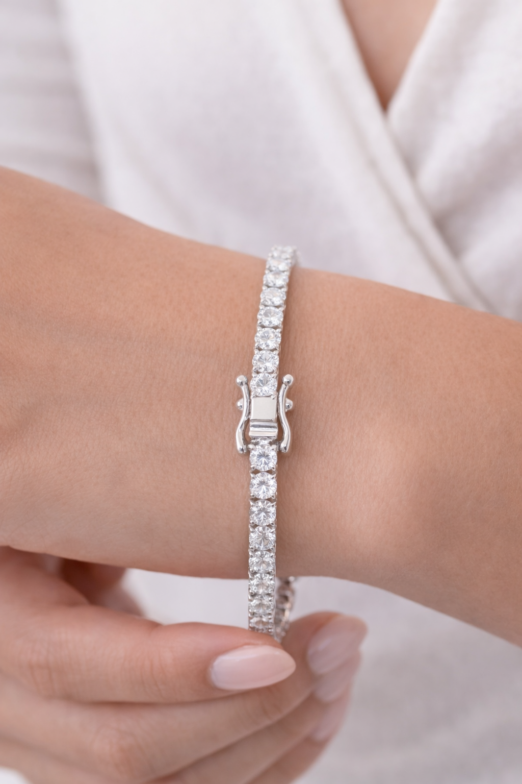 5.61ct 14K White Gold Lab Diamond 7" Tennis Bracelet