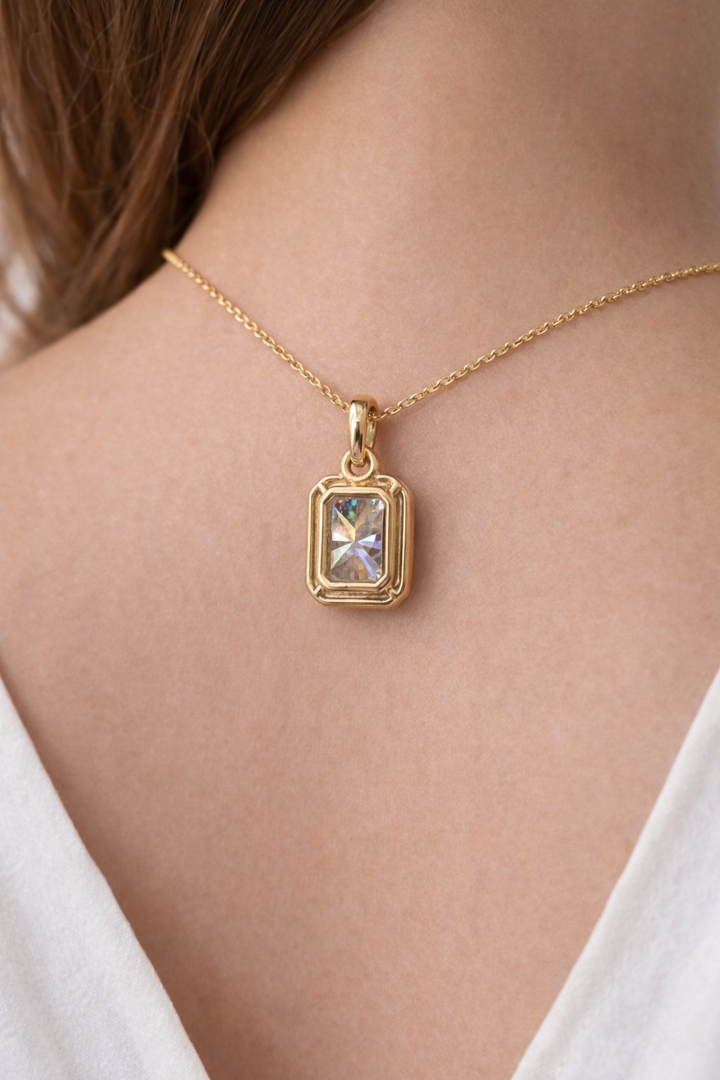 1ct Radiant Double Row Lab Diamond Pendant