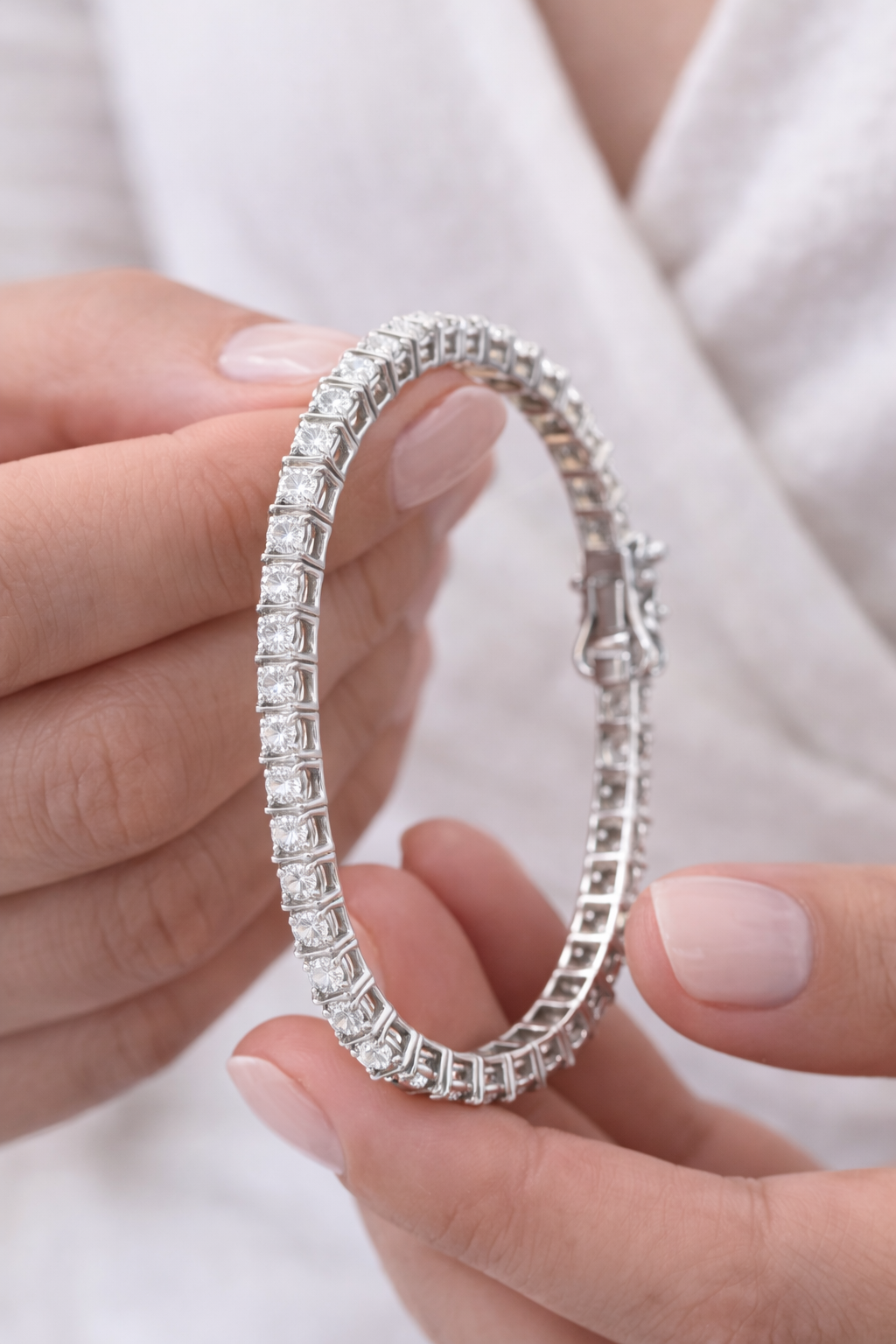 5.61ct 14K White Gold Lab Diamond 7" Tennis Bracelet