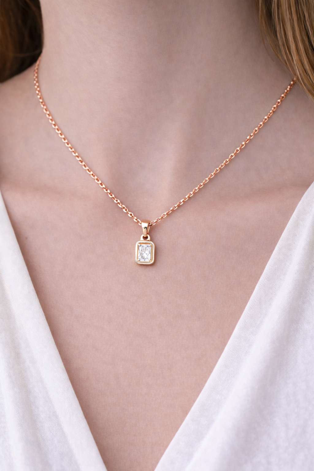 1ct Radiant Double Row Lab Diamond Pendant