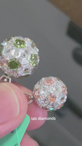8.33ct White Gold Pink & White Hexagon Shape Lab Diamond Pendant