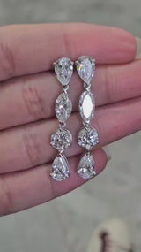 7.14cttw White Gold Mixed Shape Lab Diamond Dangle Earring