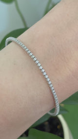White gold 1ct natural diamond round flex bracelet