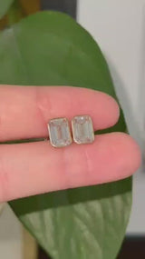 Yellow Gold Bezel Set Emerald Lab Diamond Stud