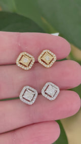 Diamond stud earrings available in yellow and white gold