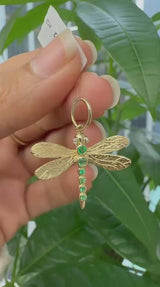 14KT Yellow Gold Emerald Cut Dragonfly Pendant