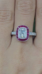 Chris cut Lab Diamond & Natural Ruby Ring