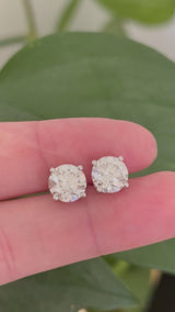 White gold 4 prong basket setting 4.15ct round lab diamond stud earrings with a push back