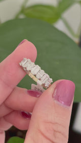 White gold emerald cut and oval lab diamond band