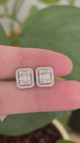 White gold illusion diamond earrings