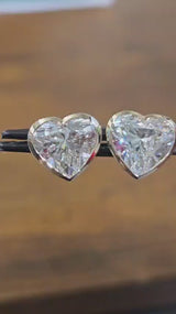 4.18Cttw Bezel Set Yellow Gold Heart Shape Lab Diamond Earring