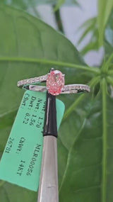 0.72ct White Gold Oval Pink Lab Diamond Ring