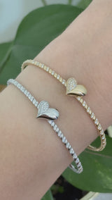 0.67ct natural diamond heart flex bracelets available in white and yellow gold
