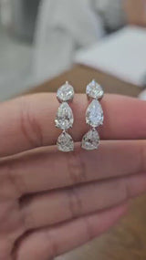 3.93cttw Pear Shape White Gold Lab Diamond Hoops