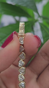 14KT Heart Shaped Bezel Set 7" Lab Diamond Bracelet