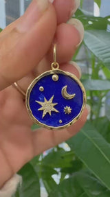14KT Yellow Gold Blue Pendant