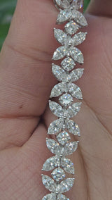 14KT Marquise & Round Lab Diamond 7" Flower Bracelet