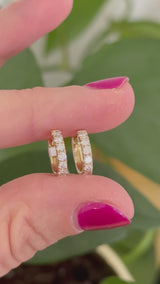 11.8mm yellow gold 0.48ct lab diamond hoop earrings