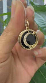 14KT Yellow Gold Black Moon Pendant