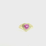 Pink Sapphire Heart Shape Lab Diamond Ring