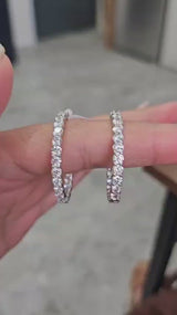 3.8ct White Gold Lab Diamond In & Out Hoops