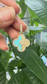 14KT Yello Gold Turquoise & DIa Colver Pendant
