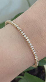 Yellow gold 2ct natural diamond round flex bracelet