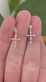 Cross pendant with marquise and round lab diamonds