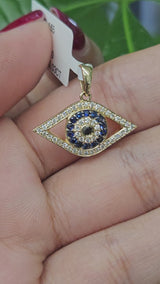 Evil Eye with sapphire & Black, white Natural Diamond Pendant