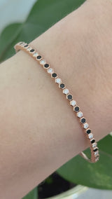 Rose gold white and black natural diamond flex bracelet