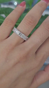 18k White Gold 5.95 Total Carat Weight Emerald Eternity Band