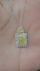Radiant cut 18K White Gold Natural Diamond Necklace